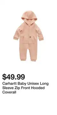 Mark's Carhartt Baby Unisex Long Sleeve Zip Front Hooded Coverall offer
