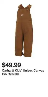 Mark's Carhartt Kids' Unisex Canvas Bib Overalls offer