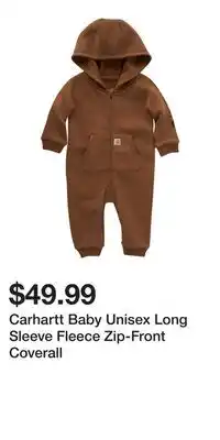 Mark's Carhartt Baby Unisex Long Sleeve Fleece Zip-Front Coverall offer