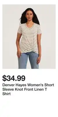 Mark's Denver Hayes Women's Short Sleeve Knot Front Linen T Shirt offer