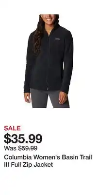 Mark's Columbia Women's Basin Trail III Full Zip Jacket offer