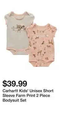 Mark's Carhartt Kids' Unisex Short Sleeve Farm Print 2 Piece Bodysuit Set offer