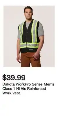 Mark's Dakota WorkPro Series Men's Class 1 Hi Vis Reinforced Work Vest offer