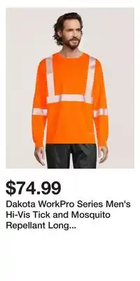 Mark's Dakota WorkPro Series Men's Hi-Vis Tick and Mosquito Repellant Long Sleeve Work T Shirt offer