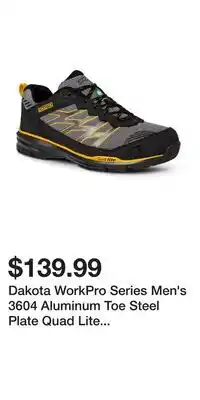Mark's Dakota WorkPro Series Men's 3604 Aluminum Toe Steel Plate Quad Lite Athletic Safety Shoes offer
