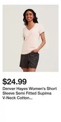 Mark's Denver Hayes Women's Short Sleeve Semi Fitted Supima V-Neck Cotton T Shirt offer