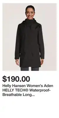 Mark's Helly Hansen Women's Aden HELLY TECH Waterproof-Breathable Long Rain Jacket offer
