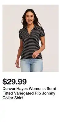 Mark's Denver Hayes Women's Semi Fitted Variegated Rib Johnny Collar Shirt offer