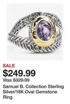 TSC Stores Samuel B. Collection Sterling Silver/18K Oval Gemstone Ring offer