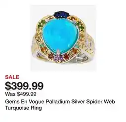 TSC Stores Gems En Vogue Palladium Silver Spider Web Turquoise Ring offer