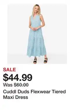 TSC Stores Cuddl Duds Flexwear Tiered Maxi Dress offer