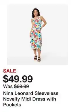 TSC Stores Nina Leonard Sleeveless Novelty Midi Dress with Pockets offer