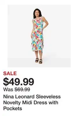 TSC Stores Nina Leonard Sleeveless Novelty Midi Dress with Pockets offer