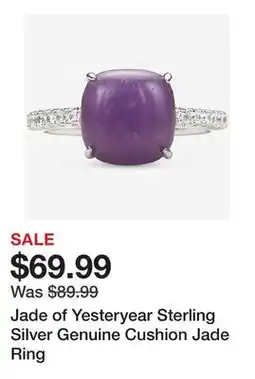 TSC Stores Jade of Yesteryear Sterling Silver Genuine Cushion Jade Ring offer