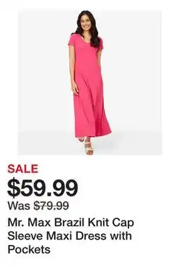 TSC Stores Mr. Max Brazil Knit Cap Sleeve Maxi Dress with Pockets offer