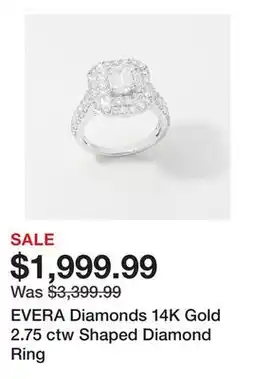 TSC Stores EVERA Diamonds 14K Gold 2.75 ctw Shaped Diamond Ring offer
