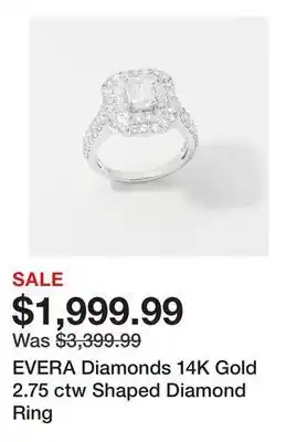 TSC Stores EVERA Diamonds 14K Gold 2.75 ctw Shaped Diamond Ring offer