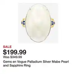 TSC Stores Gems en Vogue Palladium Silver Mabe Pearl and Sapphire Ring offer