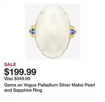 TSC Stores Gems en Vogue Palladium Silver Mabe Pearl and Sapphire Ring offer