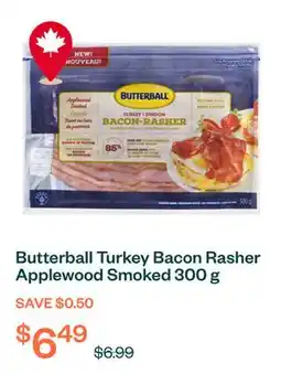 Voilà Butterball Turkey Bacon Rasher Applewood Smoked 300 g offer