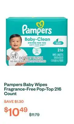 Voilà Pampers Baby Wipes Fragrance-Free Pop-Top 216 Count offer