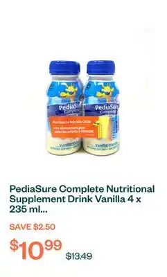 Voilà PediaSure Complete Nutritional Supplement Drink Vanilla 4 x 235 ml (Bottles) offer