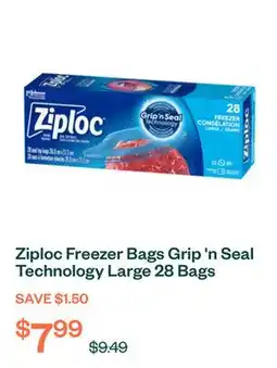 Voilà Ziploc Freezer Bags Grip 'n Seal Technology Large 28 Bags offer