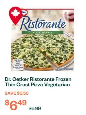 Voilà Dr. Oetker Ristorante Frozen Thin Crust Pizza Vegetarian Spinach 390 g offer