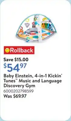 Walmart Baby Einstein, 4-in-1 Kickin' Tunes Music and Language Discovery Gym offer