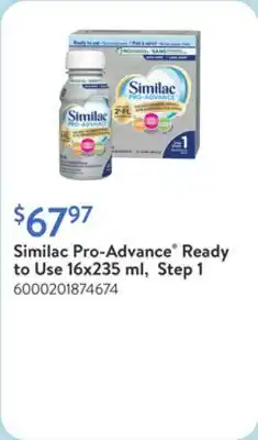Walmart Similac Pro-Advance Ready to Use 16x235 ml, Step 1 offer