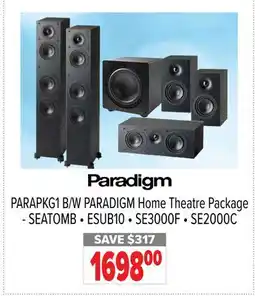 2001 Audio Video PARAPKG1 B/W PARADIGM Home Theatre Package offer