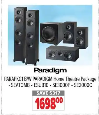 2001 Audio Video PARAPKG1 B/W PARADIGM Home Theatre Package offer