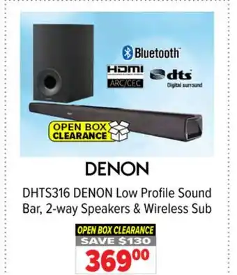 2001 Audio Video DENON Low Profile Sound Bar, 2-way Speakers & Wireless Sub offer