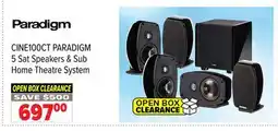 2001 Audio Video CINE100CT PARADIGM 5 Sat Speakers & Sub Home Theatre System offer