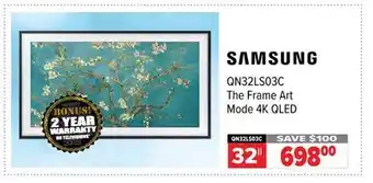 2001 Audio Video SAMSUNG 32 The Frame Art Mode 4K QLED offer