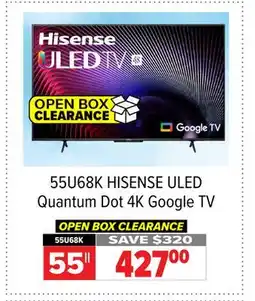 2001 Audio Video HISENSE 55 ULED Quantum Dot 4K Google TV offer