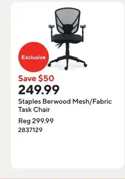 Staples Staples Berwood Mesh/Fabric Task Chair offer