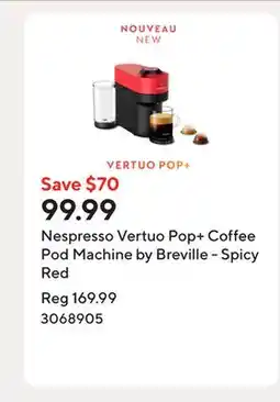 Staples Nespresso Vertuo Pop+ Coffee Pod Machine by Breville - Spicy Red offer
