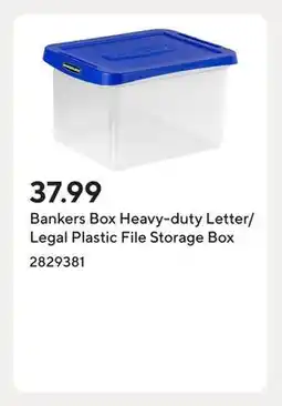 Staples Bankers Box Heavy-duty Letter/Legal Plastic File Storage Box offer