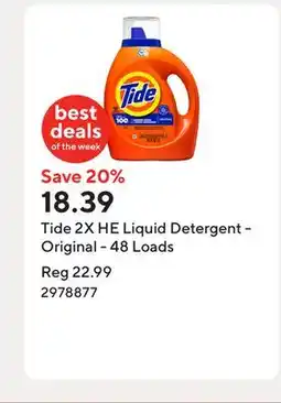 Staples Tide 2X HE Liquid Detergent - Original - 48 Loads offer