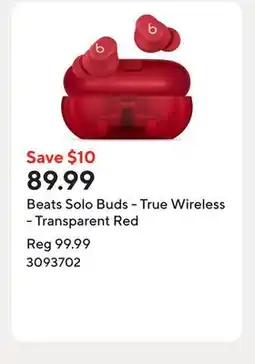 Staples Beats Solo Buds - True Wireless - Transparent Red offer