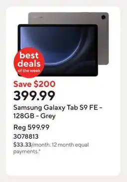 Staples Samsung Galaxy Tab S9 FE - 128GB - Grey offer