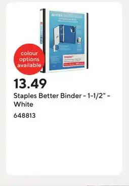 Staples Staples Better Binder - 1-1/2 - White offer