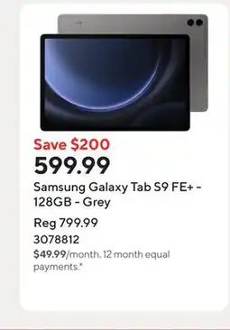 Staples Samsung Galaxy Tab S9 FE+ - 128GB - Grey offer