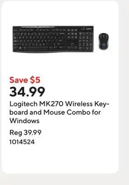 Staples Logitech MK270 Wireless Keyboard and Mouse Combo for Windows offer