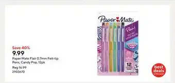 Staples Paper Mate Flair 0.7mm Felt-tip Pens, Candy Pop, 12pk offer