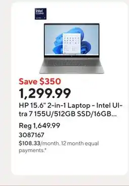 Staples HP 15.6 2-in-1 Laptop - Intel Ultra 7 155U/512GB SSD/16GB RAM/Touchscreen/Windows 11 Home offer