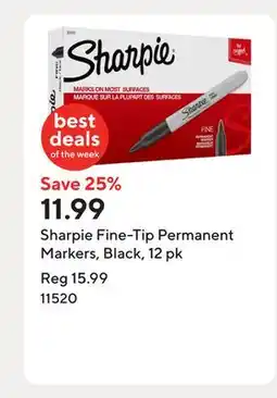 Staples Sharpie Fine-Tip Permanent Markers, Black, 12 pk offer