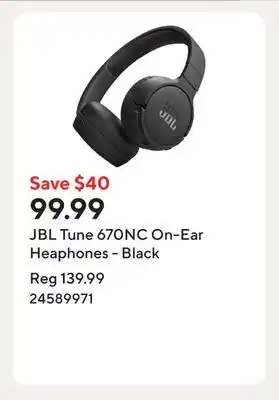 Staples JBL Tune 670NC On-Ear Heaphones - Black offer