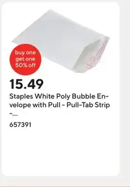 Staples Staples White Poly Bubble Envelope with Pull - Pull-Tab Strip - 10.5 x 15 - 8 Pack offer
